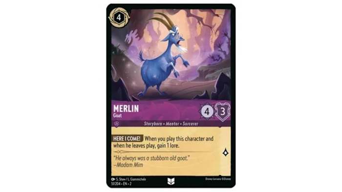 Merlin as a goat in Disney Lorcana